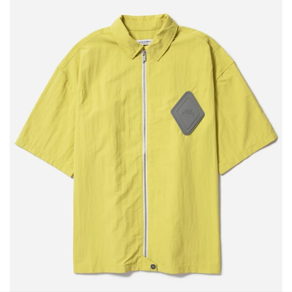 A-Cold-Wall ACW Surface Nylon Overshirt Cadimum Full Zip Short Sleeve